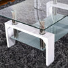 Tempered Glass Chrome Living Room Coffee Table, Black Modern Rectangle Tea Table
