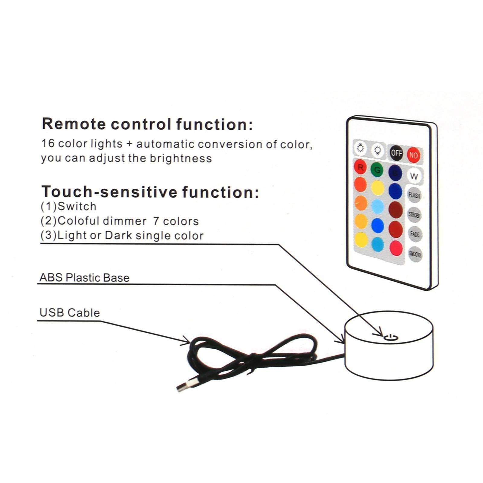 3D Unicorn LED Night Light USB Touch Colour Changing Table Lamp Kids