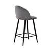 2× Grey Kitchen Breakfast Bar Stools Velvet Padded Seat Metal Legs Modern Pub