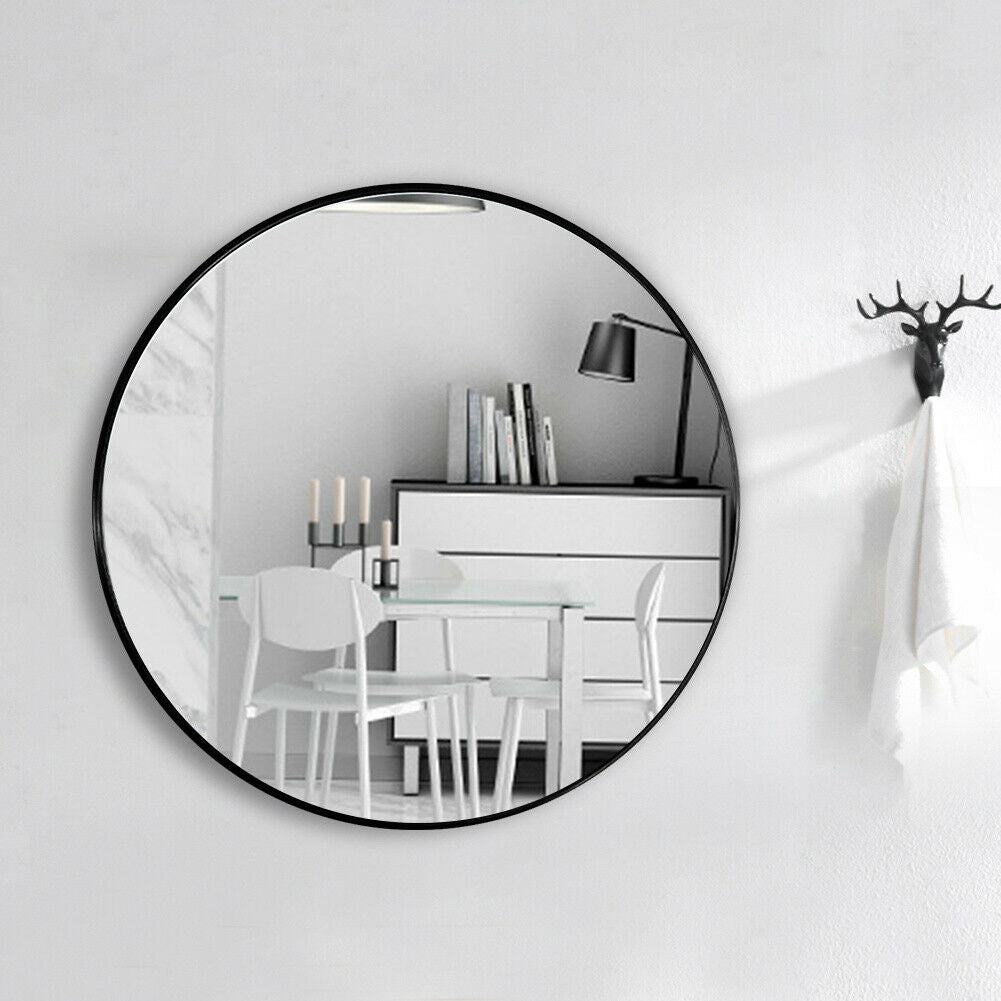 Rustic Wall Mounted Brushed Metal Round Bathroom Mirror Bedroom Makeup Mirror