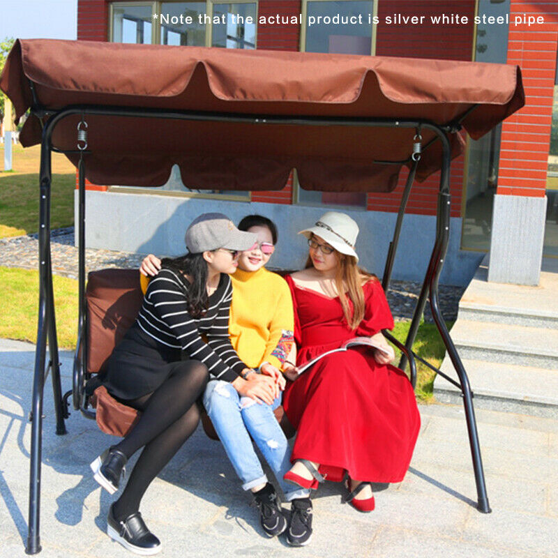 3 Seater Garden Swing Chair Outdoor Hammock Bench Lounger Patio Canopy HeavyDuty