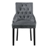 2x Accent Dining Chairs Grey Button Tufted Velvet with Rivets Knocker Chairs New