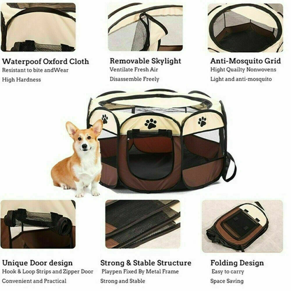 Large Fabric Dog Crate Cat Cage Pet Travel Carrier Puppy Play Pen Foldable Tent