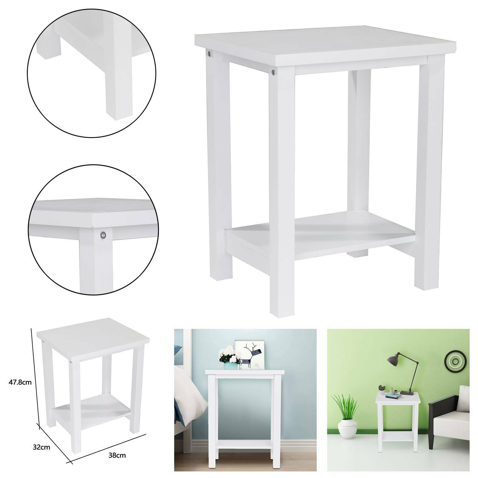 2X White Nightstand Bedside Table Chest Pine Side Cabinet Storage Bedroom UK