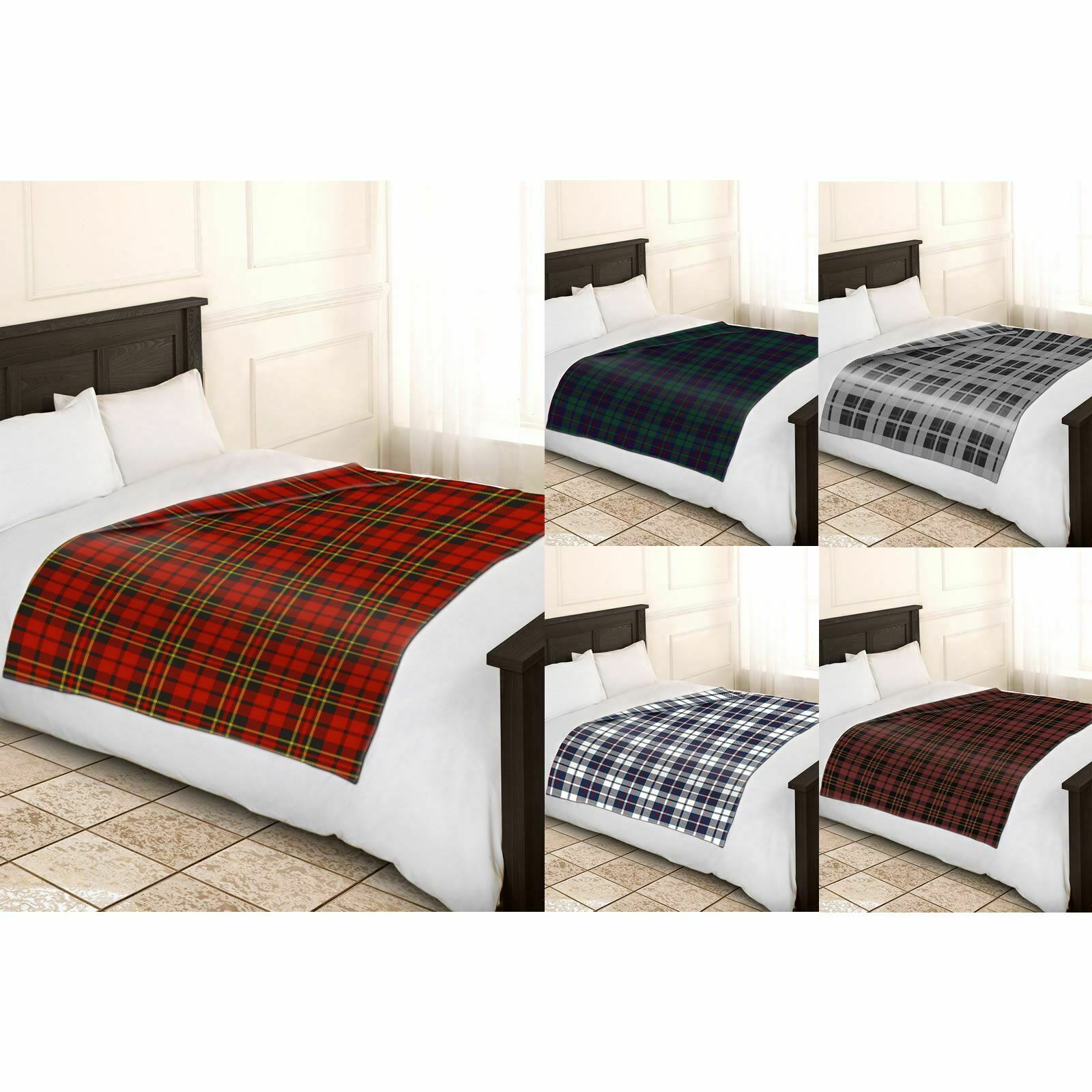Fleece Throw Blanket 120x150cm Soft Warm Single Tartan Check Sofa Bed Travel Car