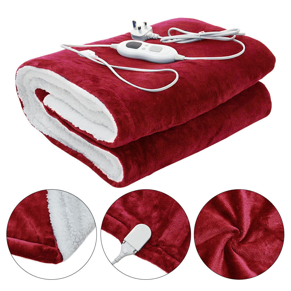 HEATED PLUSH ELECTRIC THROW SOFT FLEECE WINTER OVER BLANKET W/DIGITAL CONTROLLER