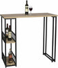 Bar Table Bistro Table MDF Metal Dining Table with 2-Tier Storage Rack Shelves