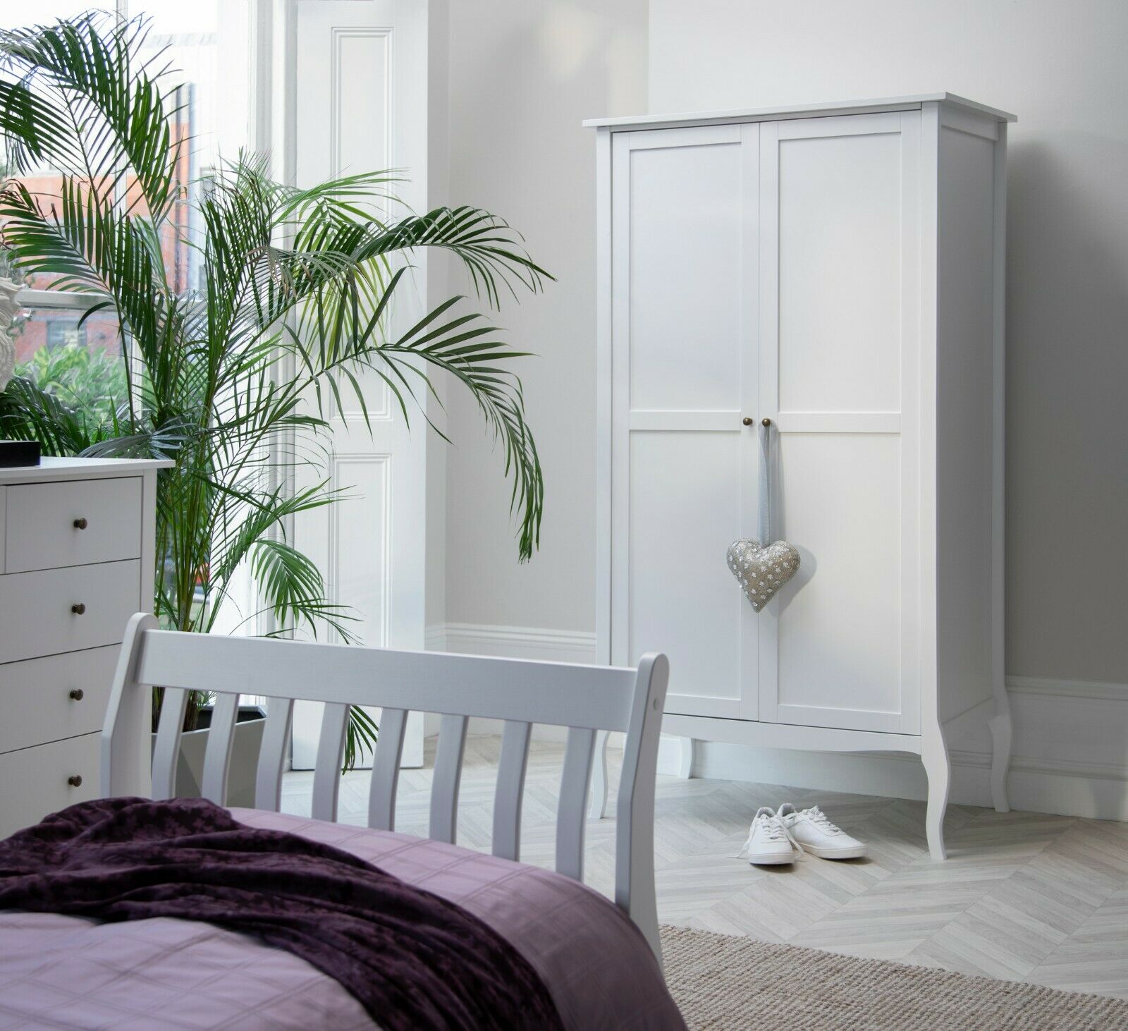 Camille Wardrobe in White Shabby Chic French Style Armoire
