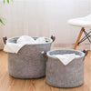 Grey Felt Storage Basket Bin with Handle Bedroom Closet Clothing Toy Storage UK