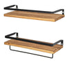 2X Rustic Wall Shelf Kitchen Storage Spice Rack Wooden Towel Holder Display Rack