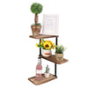 3 Tiers Rustic Solid Wooden Rack Wall Hanging Metal Shelf Storage Adjust Design