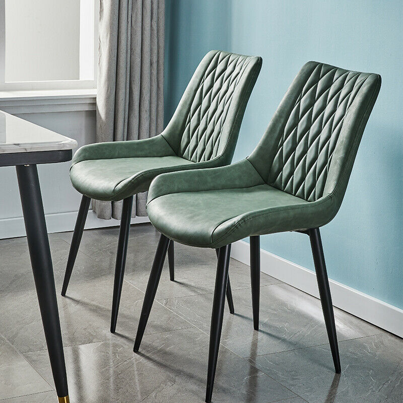 2x Green Dining Chairs Faux Leather/ PU Restaurant Dining Room Furniture Chair