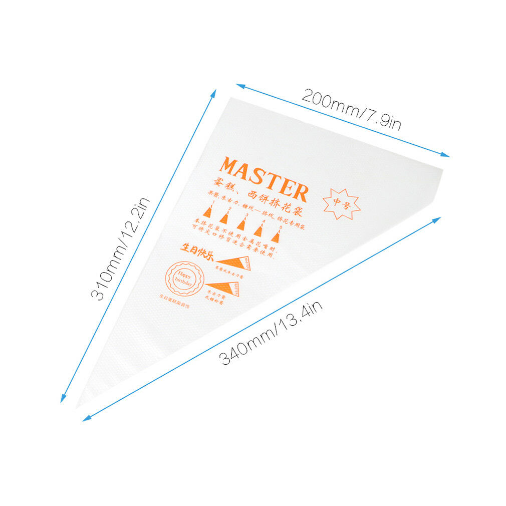 100 Pcs Plastic Disposable Icing Piping Pastry Bags Cake Decorating Tool 3 Size