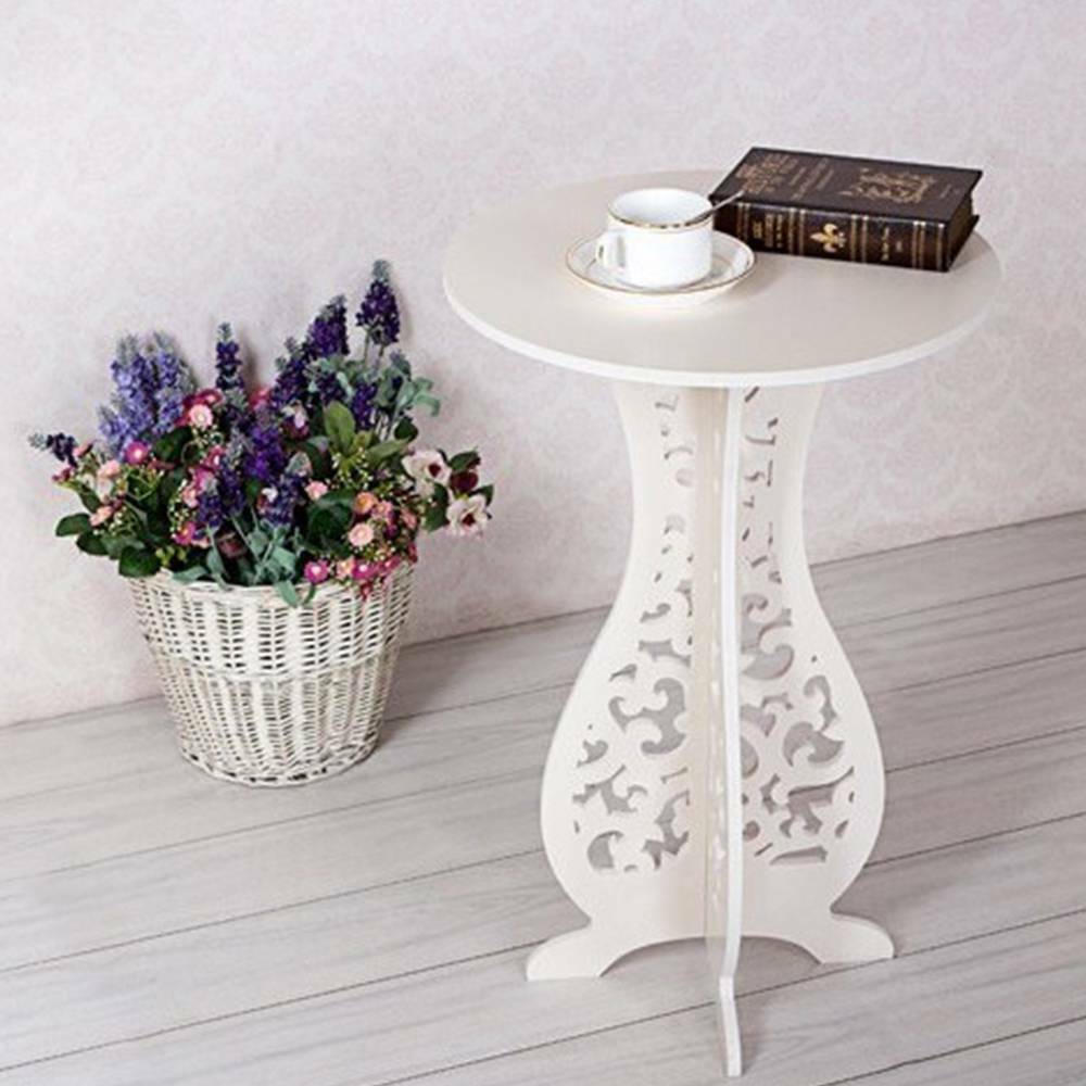 Small Round Side Table Beside Tea Coffee Lamp Plant Stand Modern White Furniture
