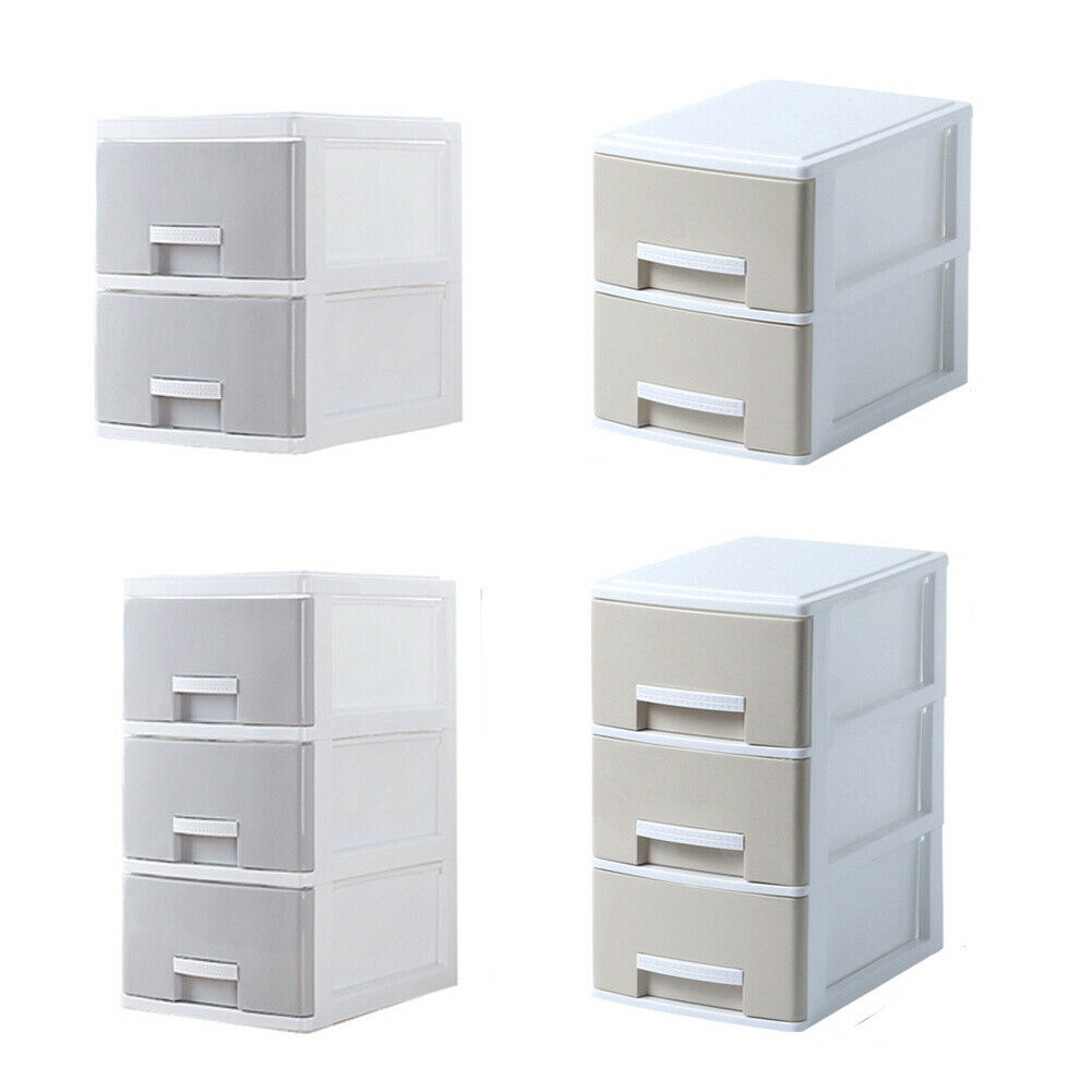 Cosmetic Make Up 2-3 Drawer Desk Table Tidy Storage Box Plastic Organiser Holder