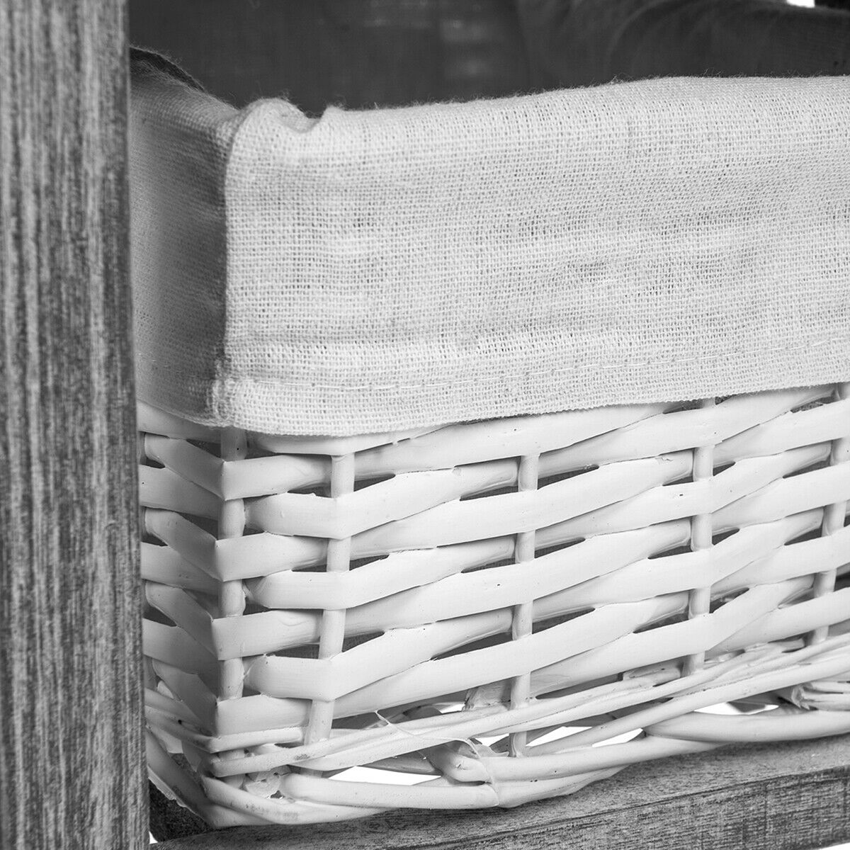 Bedside Table Unit Cabinet Wicker Basket Nightstand Drawer Storage Bathroom New