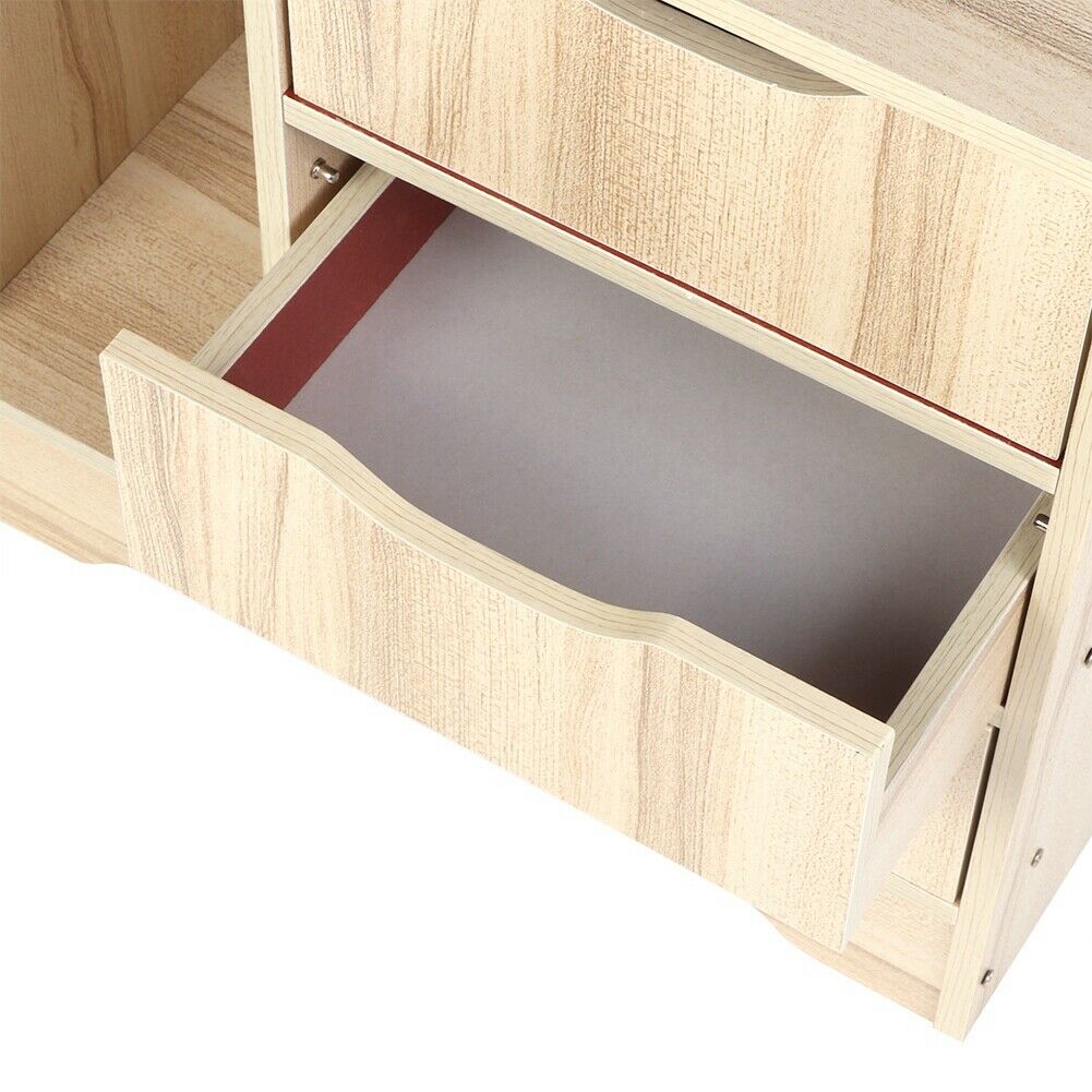 Nightstand Bedside Table with 3 Drawers Cabinet Storage Bedroom Side Table