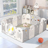 Foldable Baby Playpen with Activity Panel and Basketball Hoop 16 Panels Grey HT