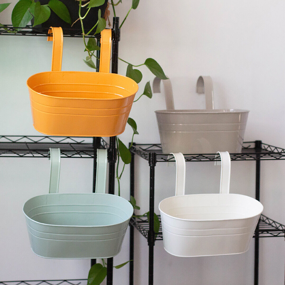 hanging plant holders uk Hanging Planter Plant Pots Trough Garden Fence Balcony Railing Flower – Quildinc