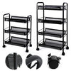 3 4 Tier Metal Mesh Rack BarStorage Trolley Cart Kitchen Bathroom Shelf w/Wheel