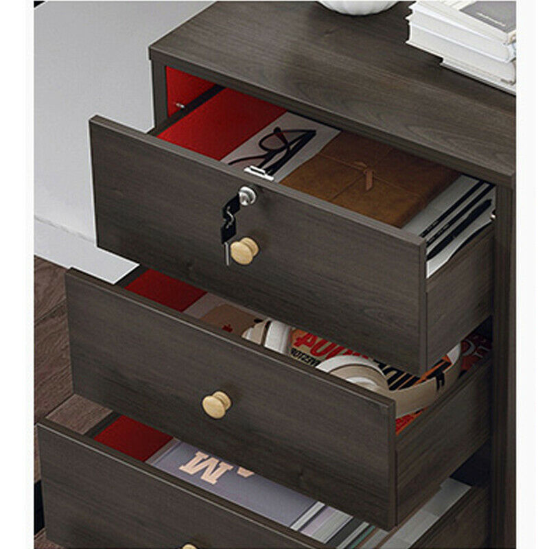 3/4Drawers Filing Cabinet Under Desk Office Storage w/Wheel Bedside Table Lock