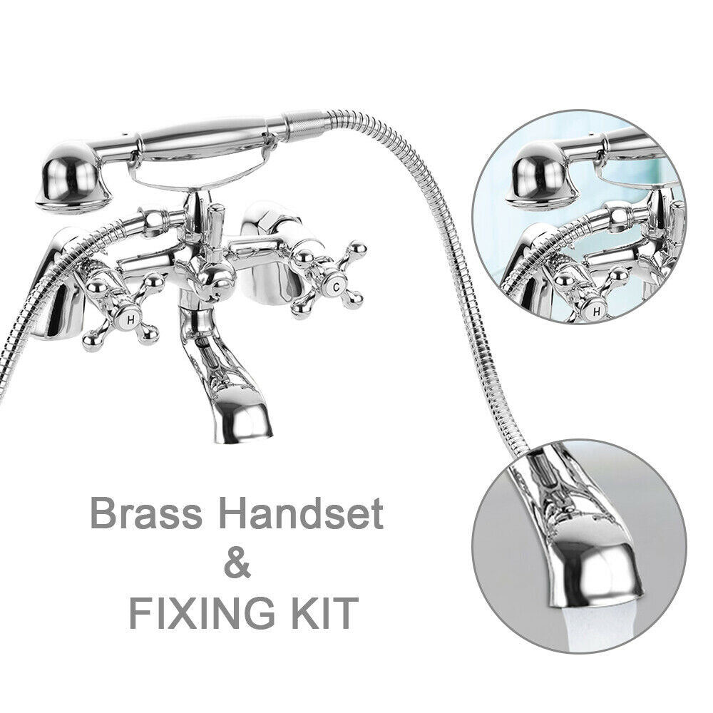 UK Traditional Bath Filler Shower Mixer Tap with Handset Bathroom Taps Chrome