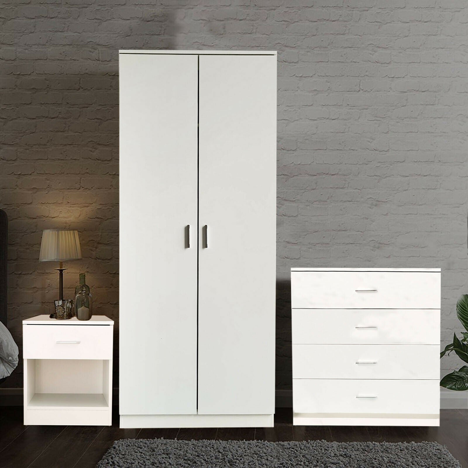 3 Piece Bedroom Furniture Set Chest Of Drawers Wardrobes Bedside Table Trio Set