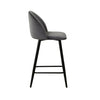 2× Grey Kitchen Breakfast Bar Stools Velvet Padded Seat Metal Legs Modern Pub
