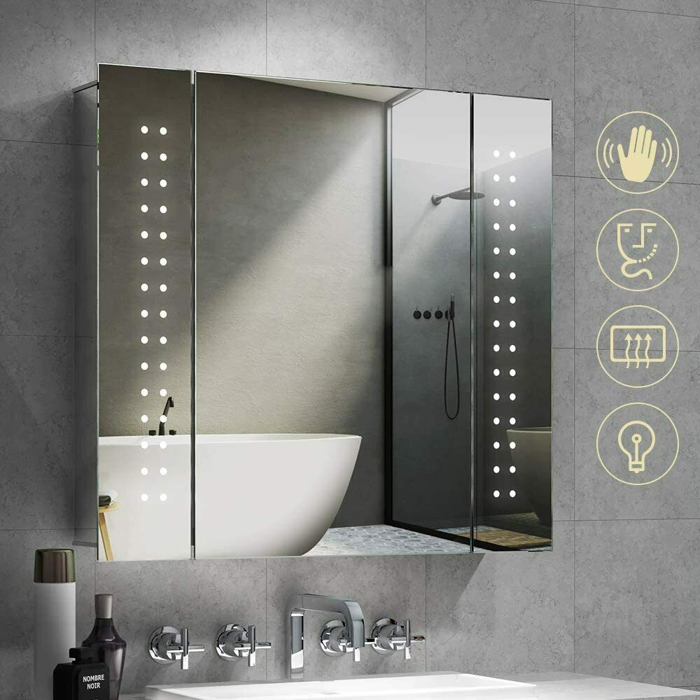 LED Bathroom Mirror Cabinet Lights Illuminated with Demister Shaver Socket Touch