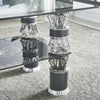 Clear Glass Coffee Table Rectangle Tempered Floral Luxury w/ Shelf Living Room