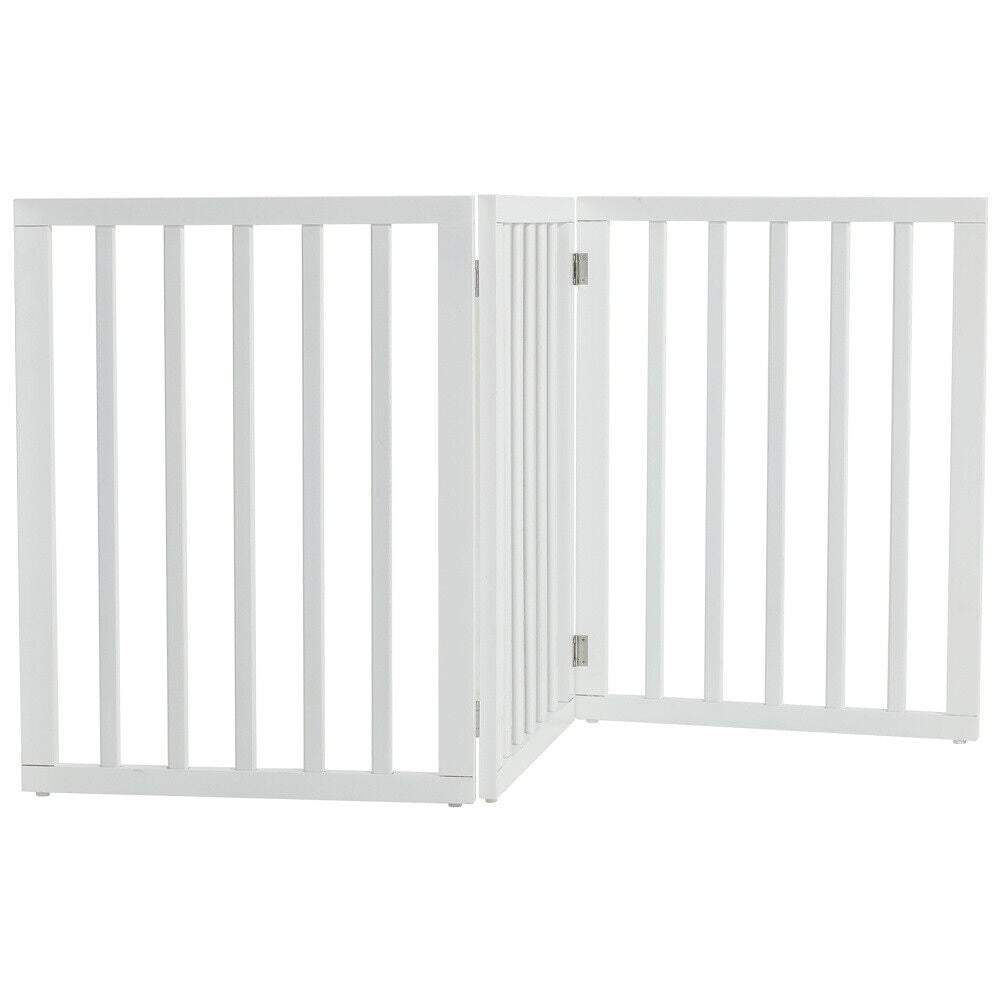 3 Panel Dog Gate Pet Cat Fence Safety Barrier Divider Freestanding Doorway White