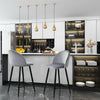 2× Velvet Breakfast Bar Stools Soft Padded Seat Kitchen Pub Modern Grey / Blue