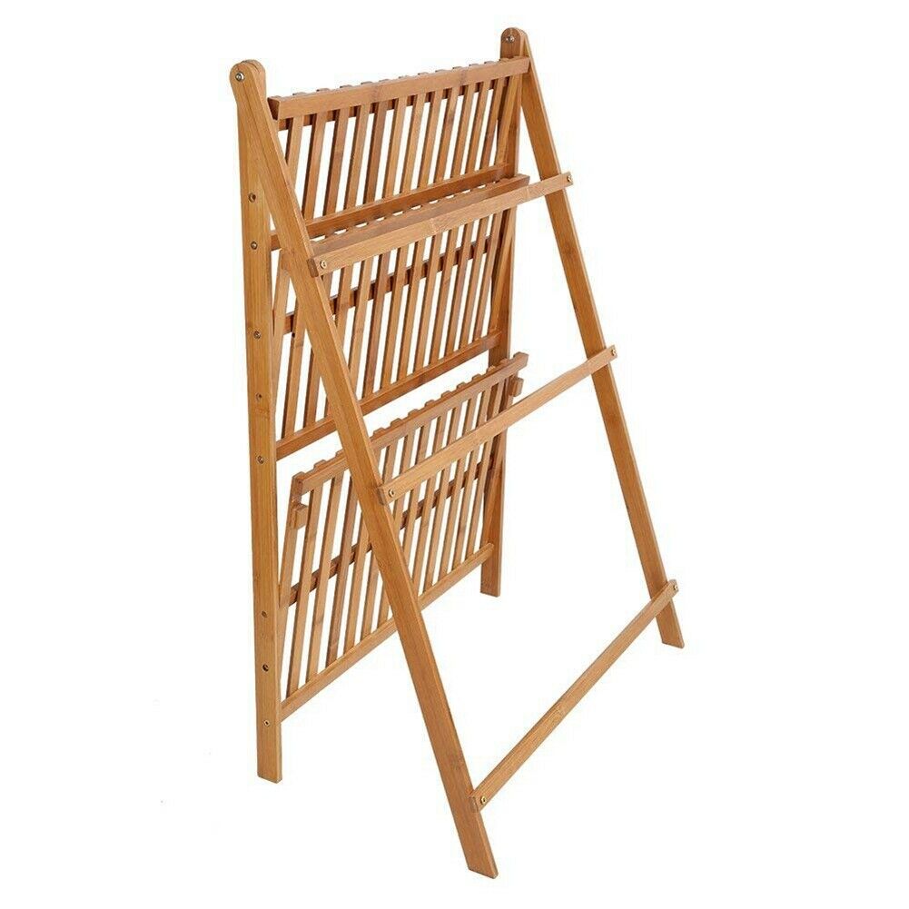 3 Tier Flower Plant Pot Stand Folding Display Ladder Shelf Garden Storage Rack