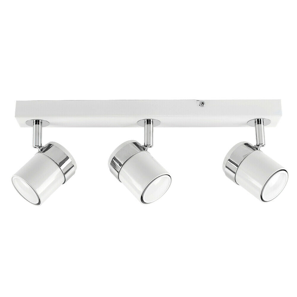 3 Way Adjustable Straight Bar Ceiling Spotlights Modern Lighting LED GU10 Bulbs