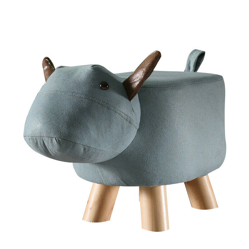 Animal Shaped Footstool Storage Ottoman Padded Soft Pouffe Cushioned Stool Seat