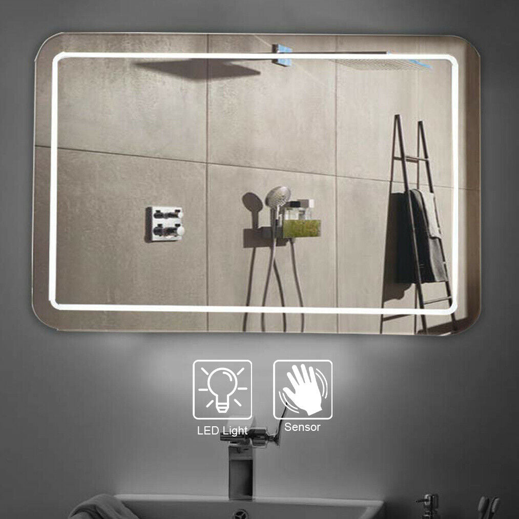 LED Illuminated Bathroom Mirror Wall Mounted Mirror Sensor Switch Demi