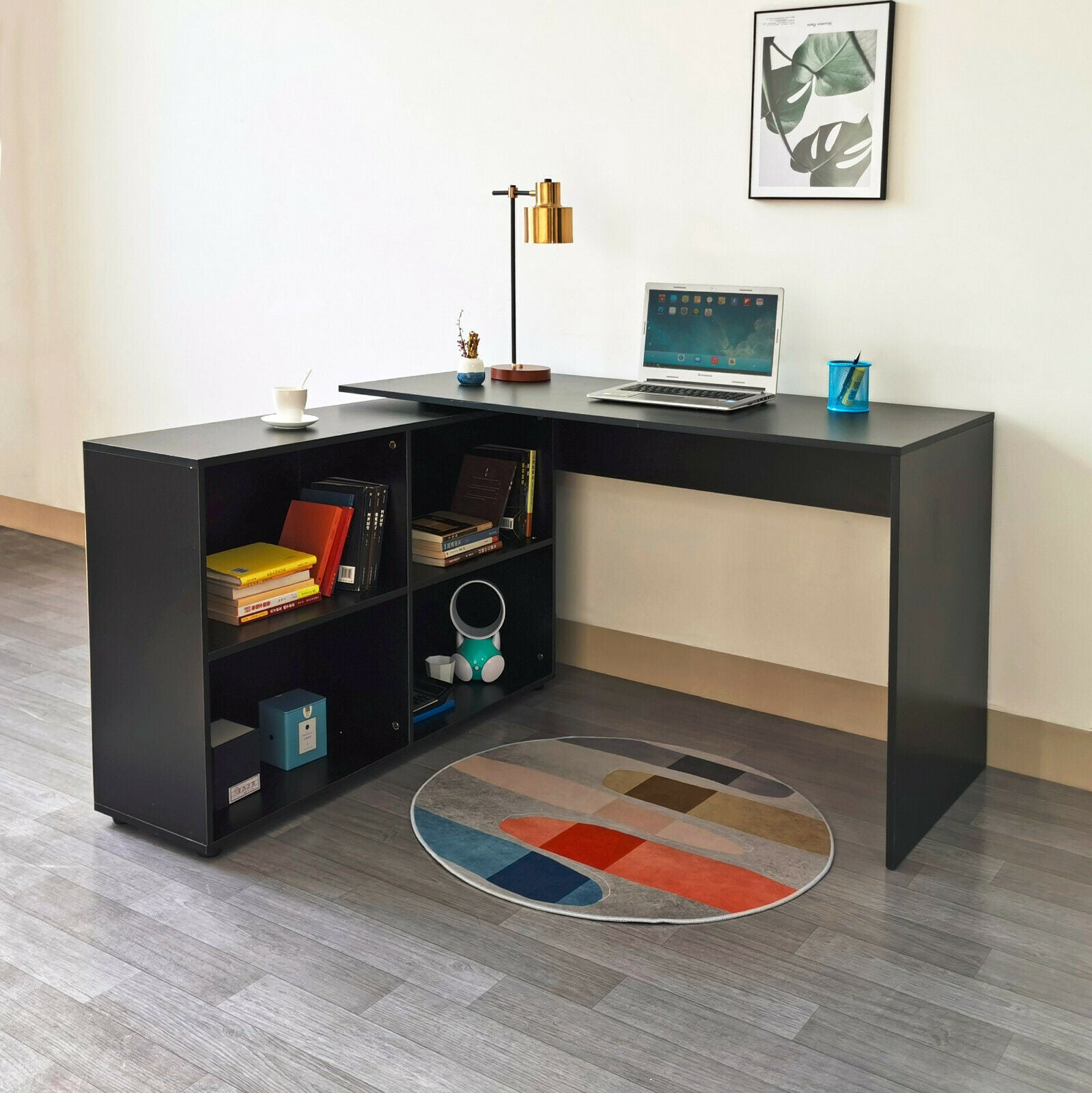 Large L-shaped Computer Desk PC Table Workstation Home Office Study w/ Shelves