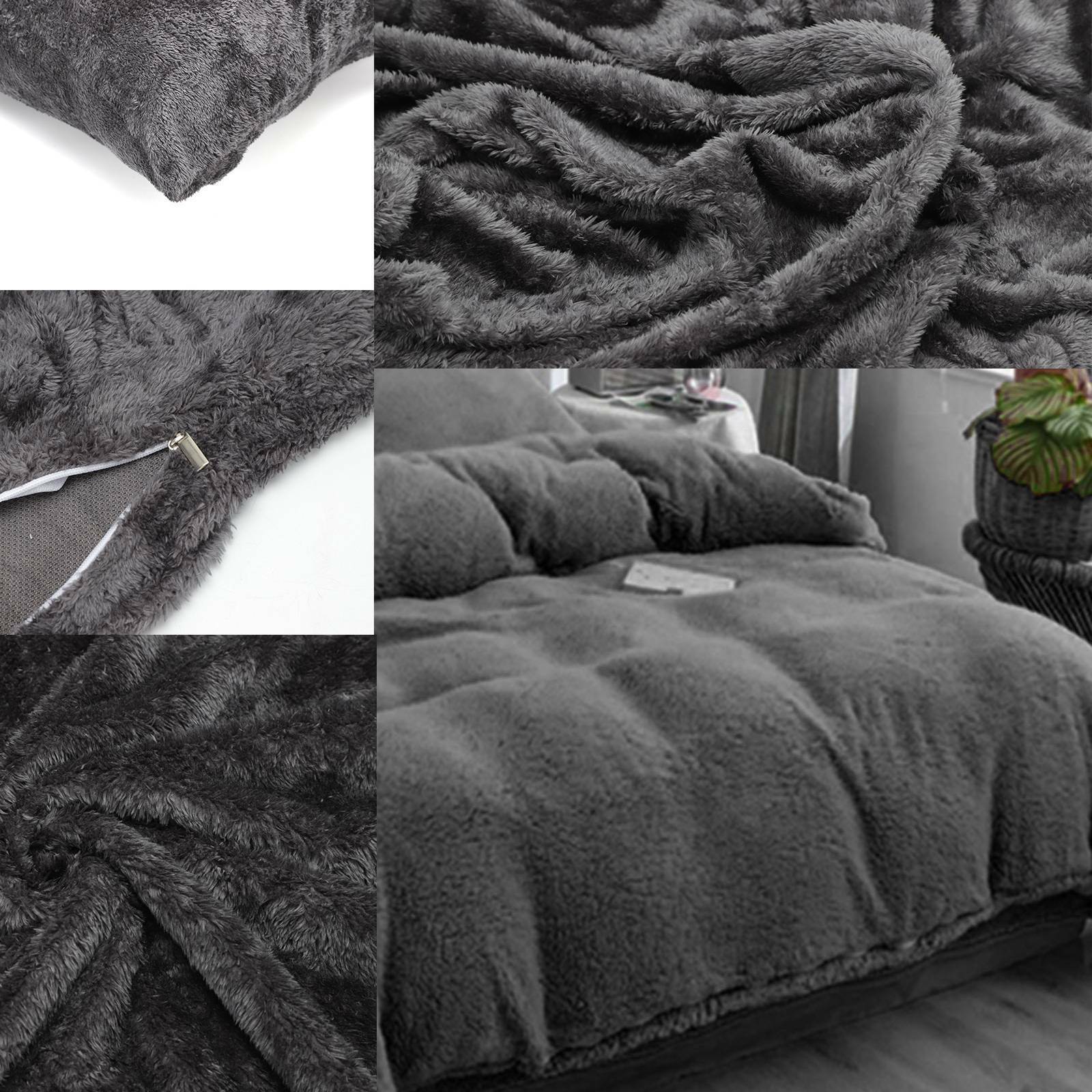 Teddy Fleece Duvet Cover Set Soft Warm Cosy Quilt Cover Set Single Double King