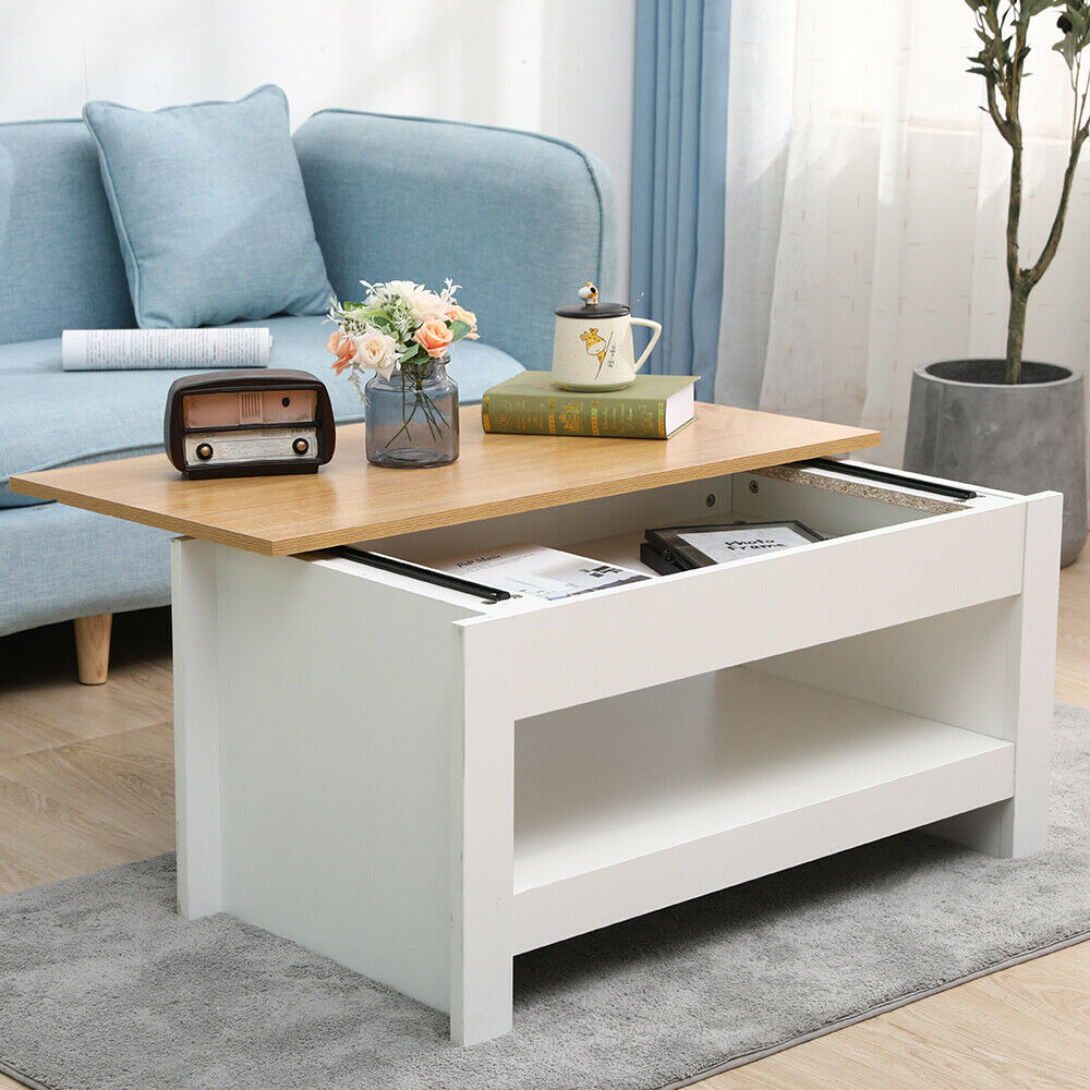 Wooden Sliding Top Coffee/Sofa/Tea Table Modern Living Room Bottom Storage Shelf