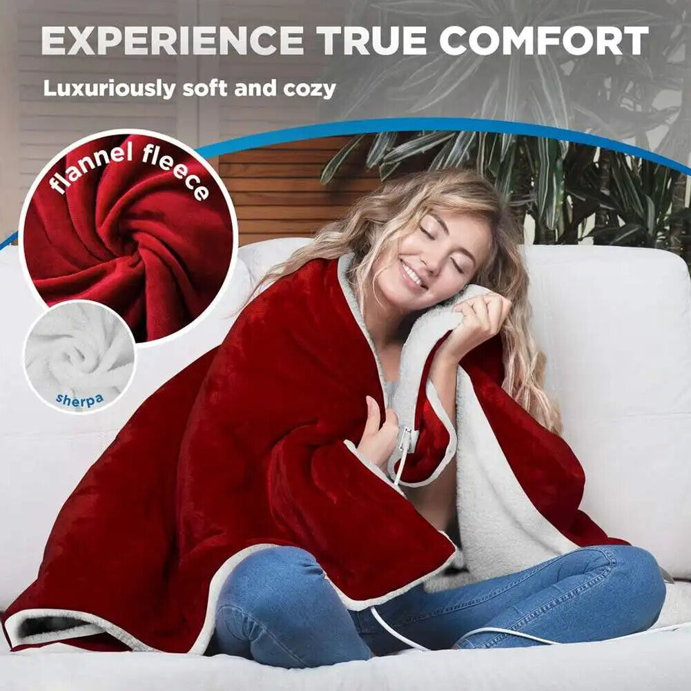 HEATED PLUSH ELECTRIC THROW SOFT FLEECE WINTER OVER BLANKET W/DIGITAL CONTROLLER