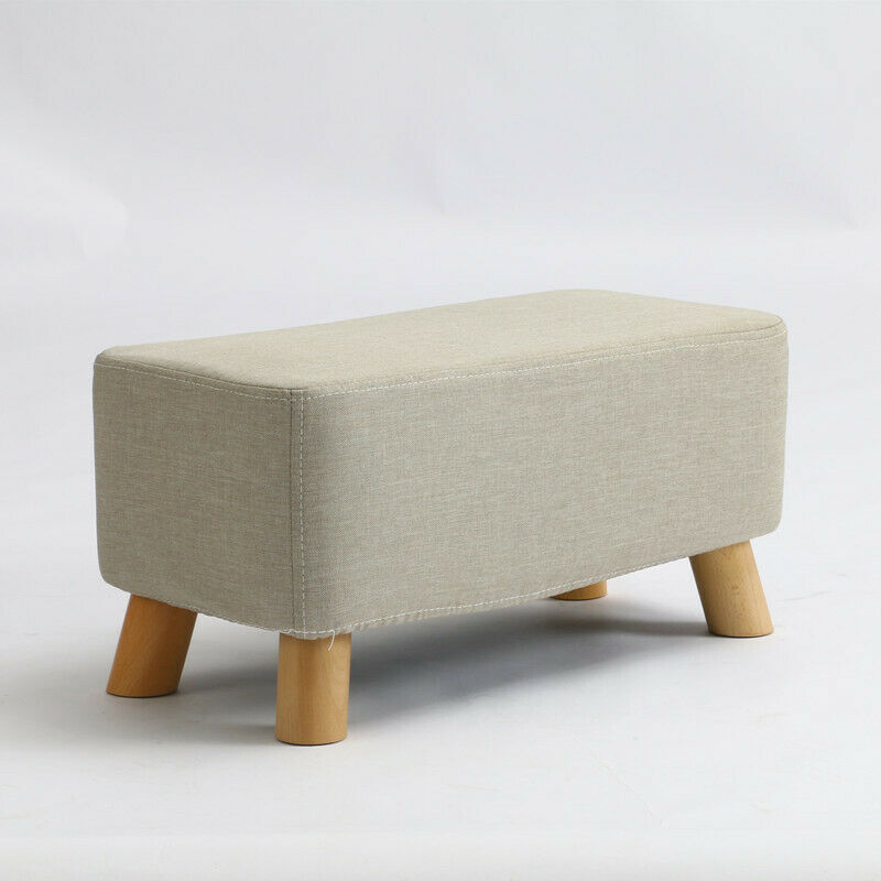 Linen Fabric Footstool Foot Rest Stool Pouffe Ottoman Seat Living Room Furniture