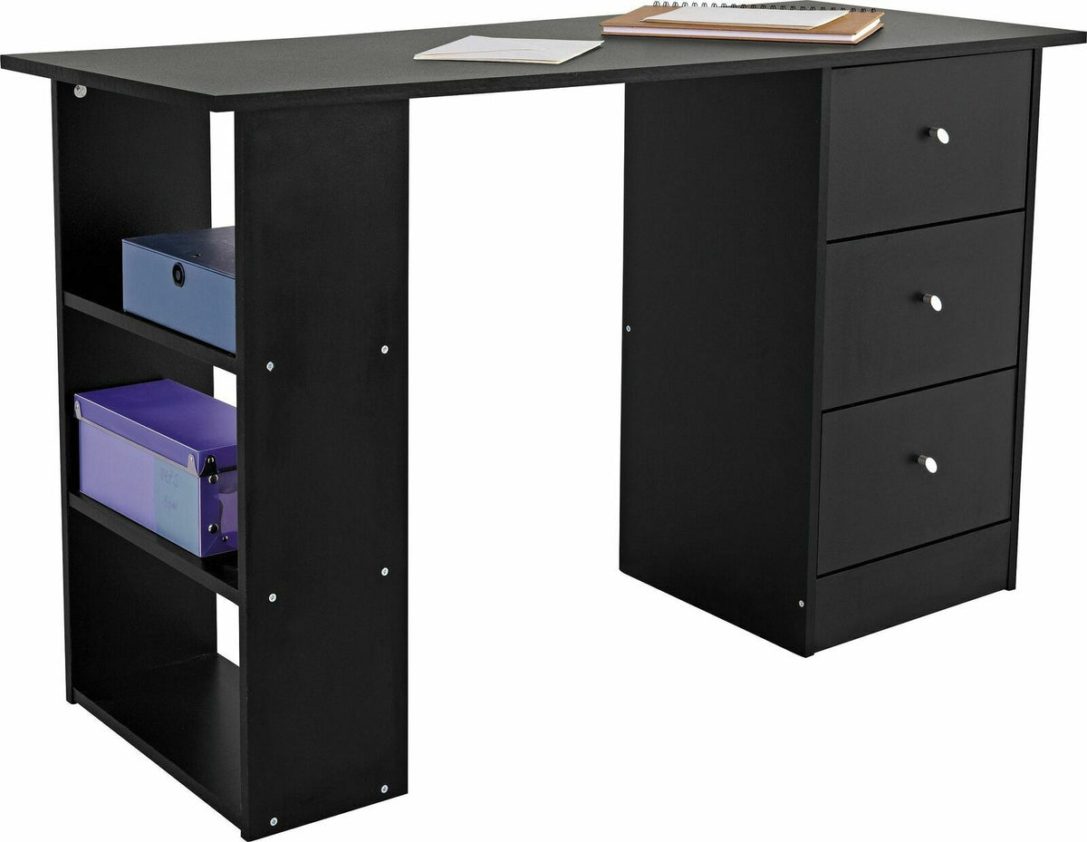 Home Malibu 3 Drawer Office Desk Black Quildinc