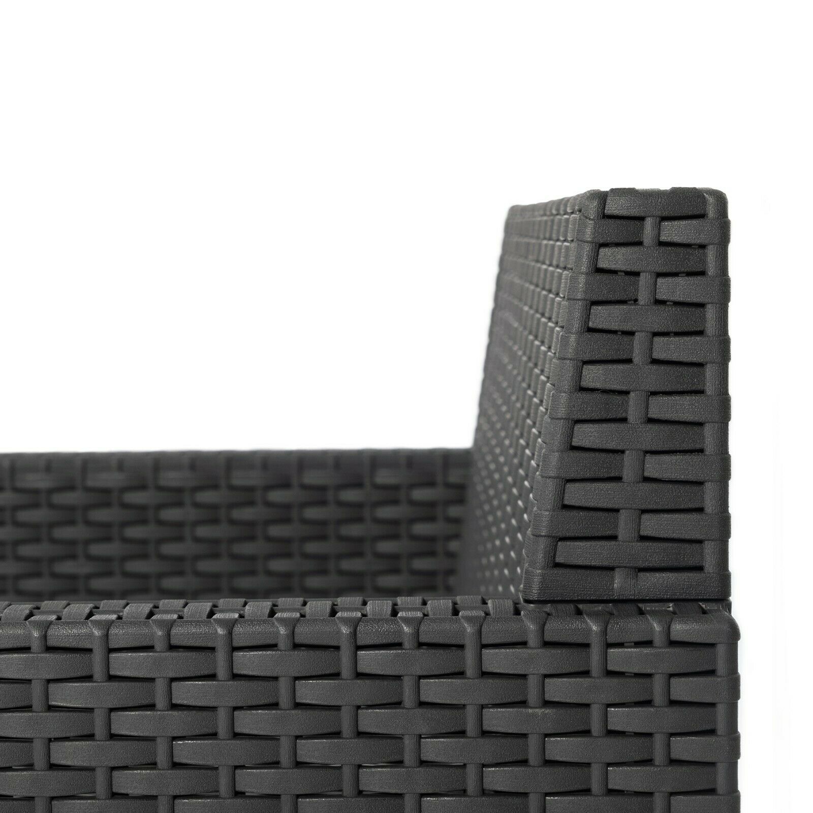 3 Piece Weatherproof Rattan Outdoor Garden Furniture Set , 2 Chairs + 1 Table (3 Pcs Anthracite)