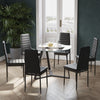 100cm Round Glass Top Dining Table & 4/6pcs Faux Leather Upholstered Chairs Set
