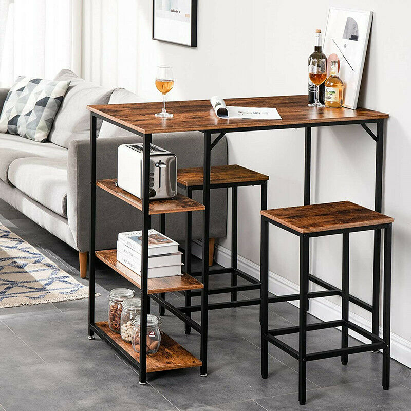 Set of 2 Industrial Bar Stools Chairs Kitchen Breakfast Bar Stools with Footrest