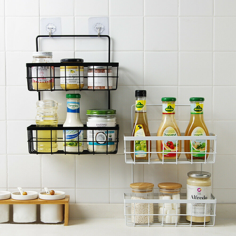Wall Mounted Metal Wire Storage Basket 2 Tier Bathroom Shower Caddy Organizer