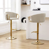 Bar Stools Set of 2 Adjustable Height Swivel Velvet Pub Bar Lounge Chairs Beige