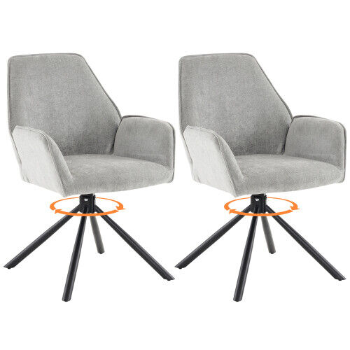 2pcs 180° Swivel Accent Chair Upholstered Armchair Dining Chairs Home Office HT