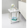 Small 2 Tier White Gloss Finish Side Table with Shelf Bedroom Coffee End Table