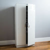 2 Door Wardrobe High Gloss Hanging Shelf Solid Wood Bedroom Storage White